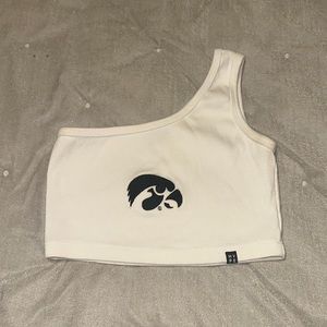 HYPE & VICE Iowa Hawkeyes “herkey” emblem one shoulder top